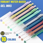 Retractable Colored Gel Pens 0 5mm Fine Point  10 Pastel Assorted Color Ink Pen