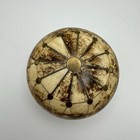 Small Round Vintage Bone Inlay   Brass Trinket Box Jewellery Geometric