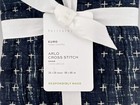 Pottery Barn Euro Sham Arlo Cross Stitch Navy Blue White Pillow Sham 26x26 Nwf