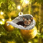 Yorkshire Terrier Dog Sleeping Angel Car Ornament  Dog Angel Wings Ornament
