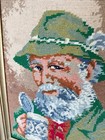 Needlepoint Vintage Bavaria German Beer Stein Drinking Bearded Man Wood Framed