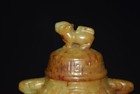 Chinese Dynasty Collection Old Jade Carving Beast Face Dragon Beast Vase Statue