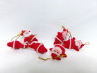Set 6- New Red Flocked Miniature Vintage-style Santa Christmas Ornament Figures