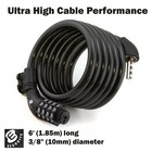 10-pack Etronic 6 Ft  Bike Lock Cable  Resettable Combo  Anti-theft Security  Bk