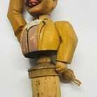 Mid-20th Century German Carved Wood Mechanical Wine Bottle Stopper