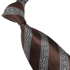 New Classic Striped Coffee Black White Jacquard Woven 100  Silk Mens Tie Necktie