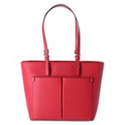 Michael Kors Jet Set Travel Medium Double Pocket Tote Vegan Leather Bright Red