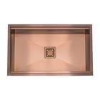 Copper Kitchen Sink Square Drain Single Bowl Stainless Workstation Sink