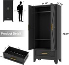 My 71  Black Metal Wardrobe Closet Furniture With Drawer For Home Office bedroom