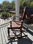 Antique Victorian Oak  Rocker With Leather Tooled Seat Circa 1900 Rare