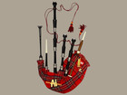 Great Highland Royal Stewart Tartan Bagpipe Scottish Black Rosewood Silver Mount