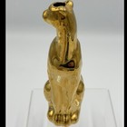 Vintage 1980s Gold Ceramic Cat Cheetah Single Bud Vase Ornament - 14 Cms