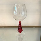  Red Christmas Tree Stem Wine Glass Set Of 2 Holiday Glam 16oz New