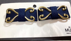 Musi Shoe Clips Vintage Goldtone Bows   Scroll On Blue Lot Of 2 New On Cards