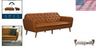 3-seater Tallulah Futon Sofa Bed - Stylish Convertible Couch In Camel Leather