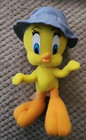 Vintage Looney Tunes 1998 Tweety Bird With Blue Denim Hat 8  Plush Stuffed Toy