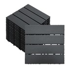 12x12 Inch Interlocking Deck Tiles - Waterproof All 12 Pcs Straight Dark Grey