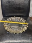 Vintage Large 10  Clear Pressed Glass Ashtray Scalloped Ribbed Heavy Cigar