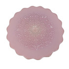 Vintage Fenton Pink Milk Glass Spanish Lace Pedestal Cake Stand Plate Scalloped