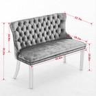 2-seat Tufted Bench Velvet Upholstered Dining Seating W wing Back   Silver Legs 