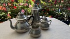 Vintage Royal Holland Shr Pewter 4 Pc Coffee Tea Set Bakelite Handles Phenolic