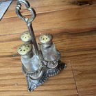 Shaker Holder Vintage- Silver Antique Four Piece Three Shakers