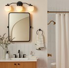Milk Glass 3-bulb Vanity Wall Sconce Black Finish - Hearth   Hand