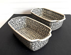 2 Boleslawiec Polish Pottery Loaf Baker Handles Midnight Lace D-941 Black 5x9