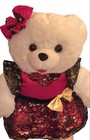 Dan Dee Snowflake Teddy Bear Girl Plush  2015 Red Black Gold Stuffed Animal