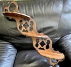 Antique Vintage Scroll Cut Frework Mahogany  Walnut  Angled Slanted Wall Shelf