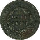 1828 Half Cent 13 Stars Xf Extra Fine Details