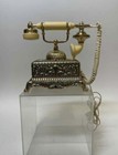 Vintage  French Victorian Style Rotary Dial Phone Ivory Gold Brass  Heavy