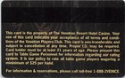 Venetian Casino - Las Vegas  Nv - 1st Issue Slot Card W 1-888-2venice Ph  blank