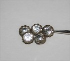 Vintage -set Of 5- Brass   Clear Glass Rhinestone 3 8  Shank Buttons  2462
