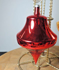 2 Large Italy Blown Glass Christmas Ornaments Red Gold Vintage