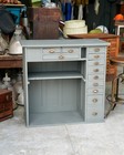 Antique Watchmakers Desk Store Counter Vintage Apothecary Cabinet Workbench Gray