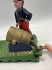 Vintage Cast Iron Mechanical Artillery Bank Coin Piggy Bank