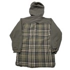 Vintage 90s Hoodie Plaid Button Up Youth Boys Size Small Green Multicolor Grunge