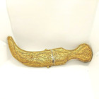 Vintage Syrian Handmade Ornate Brass Big Damascus Dagger Gold Plated Art Deco 