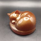 Homemade Small Resin Sleeping Kitten Cat Statue Ornament Brown Gift Idea New Uk