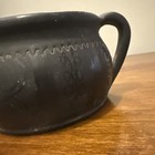 Vintage Romanian Two Handle Black Urn vase European Pottery Signed 62 Romania