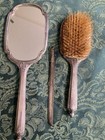 Antique Set Of 3 Sterling Silver Vanity Set   h  Mirror  Brush   Comb Holder