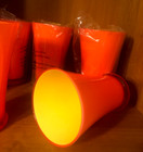 Set Of 6 Vintage Hard Plastic Orange Yellow  Milkshake  Soda Glasses 13 5 Oz New