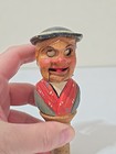 Vtg Anri Mechanical Wine Bottle Stopper Cork Sticks Tongue Out Hand Carved Wood