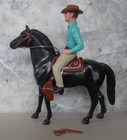 Vintage 1950 s Hartland Josh Randall On Black S w Walking Horse Saddle Hat Gun