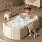 Foldable Baby Bathtub Folding Baby Safety Shower Bathtub White  with Drain Hole 
