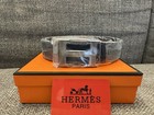 Herm  s Belt - Reversible Blue And Black With Silver Buckle - 115 Cm - New