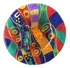 Large  Hand-painted Art Glass Decorative Bowl- Klimt-style Abstract Design  90 s