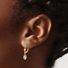 14k Solid Yellow Gold Aquamarine Dangle Earrings