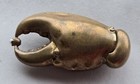Antique Brass Vesta Case Match Safe Lobster Claw Holding A Real Pearl